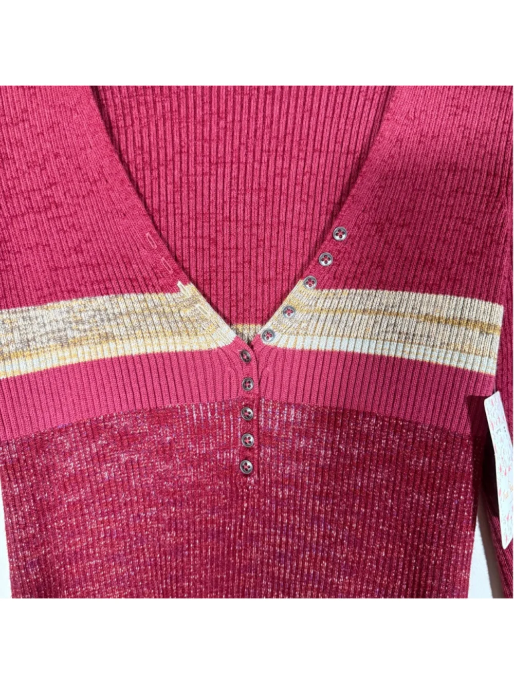 Free People Frenquency Henley V Neck Sweater Medium NWT